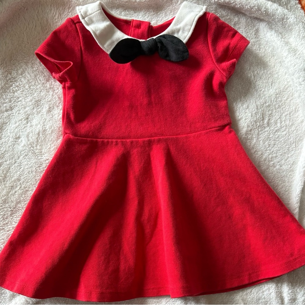 Olivia for Gymboree Red Dress with Black Bow and White Collar